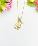 18K Gold Plated Sand Dollar Gold Necklace, Ocean Beach Sea Life Lover Gift, N6948