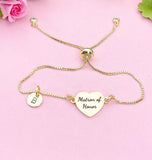 Gold Matron of Honor Bracelet, Wedding Gift, Silver Option, D578M
