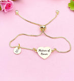 Gold Matron of Honor Bracelet, Wedding Gift, Silver Option, D578M