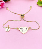 Gold Matron of Honor Bracelet, Wedding Gift, Silver Option, D578M