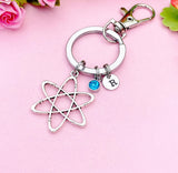 Silver Atom Charm Keychain Science Teacher Gift Chemistry Researcher Gift, N2568B