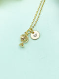 Gold Tellurion Globe Charm Necklace • Dainty Earth Pendant • Meaningful Science Lover Gift, N6730