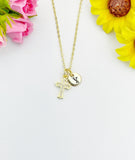 Cross Cubic Zirconia Pendant 18K Gold Plated Necklace, Dainty Personalized Faith Gift, N7034