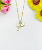 Cross Cubic Zirconia Pendant 18K Gold Plated Necklace, Dainty Personalized Faith Gift, N7034
