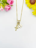 18K Gold Plated Cross Charm Necklace, Dainty Personalized Faith Gift, N7037