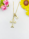 18K Gold Plated Cross Cubic Zirconia Pendant Necklace, Dainty Personalized Faith Gift, N7038