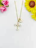 18K Gold Plated Cross Cubic Zirconia Pendant Necklace, Dainty Personalized Faith Gift, N7039