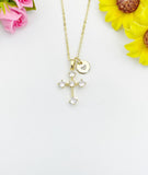 18K Gold Plated Cross Cubic Zirconia Pendant Necklace, Dainty Personalized Faith Gift, N7039