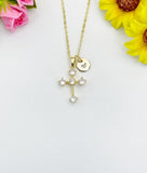 18K Gold Plated Cross Cubic Zirconia Pendant Necklace, Dainty Personalized Faith Gift, N7039