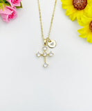 18K Gold Plated Cross Cubic Zirconia Pendant Necklace, Dainty Personalized Faith Gift, N7039