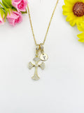18K Gold Plated Cross Cubic Zirconia Pendant Necklace, Dainty Personalized Faith Gift, N7040