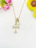 18K Gold Plated Cross Cubic Zirconia Pendant Necklace, Dainty Personalized Faith Gift, N7040