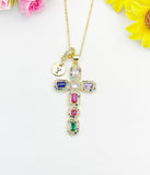 18K Gold Plated Cross Pendant Necklace, Personalized Faith Gift, N7042