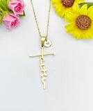 Gold Cross Faith Pendant Necklace Dainty Religious Jewelry Personalized Gift, N7045