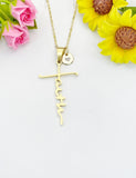 Gold Cross Faith Pendant Necklace Dainty Religious Jewelry Personalized Gift, N7045