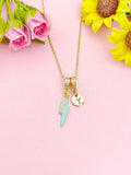 Lightning Bolt Enamel Deep Sky Blue Pendant Necklace, N7046D