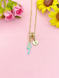 Lightning Bolt Enamel Deep Sky Blue Pendant Necklace, N7046D