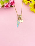 Lightning Bolt Enamel Deep Sky Blue Pendant Necklace, N7046D