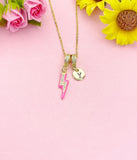 Lightning Bolt Enamel Cerise Pendant Necklace, N7046C