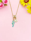 Lightning Bolt Enamel Medium Turquoise Pendant Necklace, N7046T