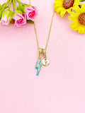 Lightning Bolt Enamel Medium Turquoise Pendant Necklace, N7046T