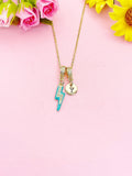 Lightning Bolt Enamel Medium Turquoise Pendant Necklace, N7046T