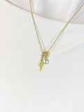 Lightning Bolt Enamel Yellow Cubic Zirconia Pendant Necklace, N7046Y