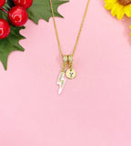 Lightning Bolt Pink Enamel Cubic Zirconia Pendant Necklace, N7046P