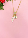 Lightning Bolt Pink Enamel Cubic Zirconia Pendant Necklace, N7046P