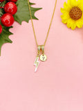 Lightning Bolt Pink Enamel Cubic Zirconia Pendant Necklace, N7046P