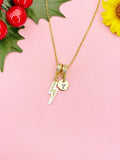 Lightning Bolt White Enamel Cubic Zirconia Pendant Necklace, N7046W