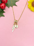 Lightning Bolt White Enamel Cubic Zirconia Pendant Necklace, N7046W