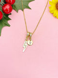 Lightning Bolt White Enamel Cubic Zirconia Pendant Necklace, N7046W