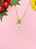 Lightning Bolt White Enamel Cubic Zirconia Pendant Necklace, N7046W