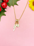 Lightning Bolt White Enamel Cubic Zirconia Pendant Necklace, N7046W