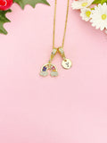 Gold Rainbow Cubic Zirconia Pendant Necklace – Colorful Dainty Gift Jewelry, N6835