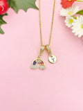 Gold Rainbow Cubic Zirconia Pendant Necklace – Colorful Dainty Gift Jewelry, N6835