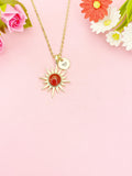 Sun with Natural Carnelian Necklace, Celestial Jewelry, N7056