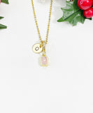 Pink Rectangle Pendant Necklace 18K Gold Plated, N7057P
