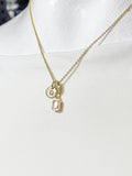Pink Rectangle Pendant Necklace 18K Gold Plated, N7057P