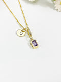 Purple Amethyst Rectangle Pendant Necklace, N7057PA