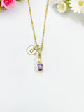 Purple Amethyst Rectangle Pendant Necklace, N7057PA