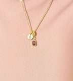 Dark Orange Rectangle Pendant Necklace, N7057T