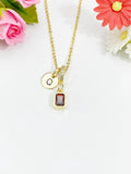 Dark Orange Rectangle Pendant Necklace, N7057T
