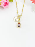 Dark Orange Rectangle Pendant Necklace, N7057T