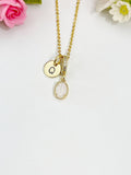 Clear Oval Crushed Ice CZ Pendant Necklace 18K Gold Plated, N7058C