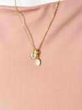 Clear Oval Crushed Ice CZ Pendant Necklace 18K Gold Plated, N7058C