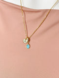 Blue Oval Crushed Ice CZ Pendant Necklace, N7058B