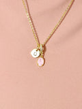 Pink Oval Crushed Ice CZ Pendant Necklace, N7058P