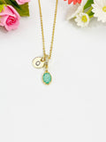 Green Oval Crushed Ice CZ Pendant Necklace, N7058G